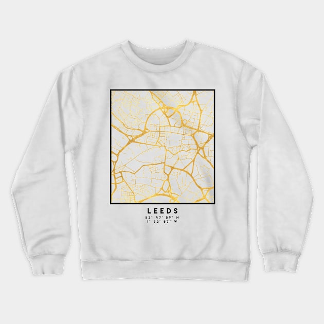 LEEDS ENGLAND CITY STREET MAP ART Crewneck Sweatshirt by deificusArt